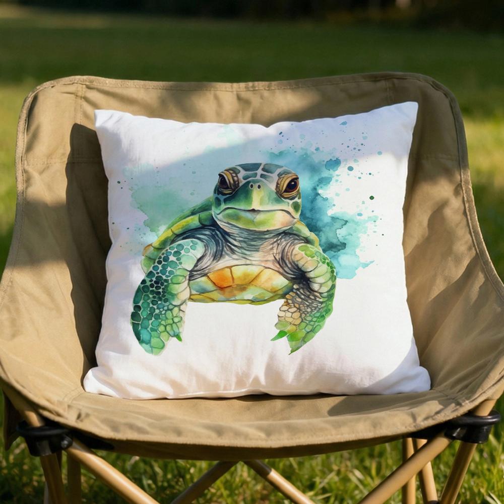 Watercolor Sea Turtle Cushion Cover Soft Reversible  Durable Pillow Cover  MultiScene Use for Home  Car Daily Comfort