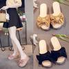 Magic Thick-bottomed Wedge Slippers Women's Fashion Summer New Wear Sandals Bow Muffin Bottom Women