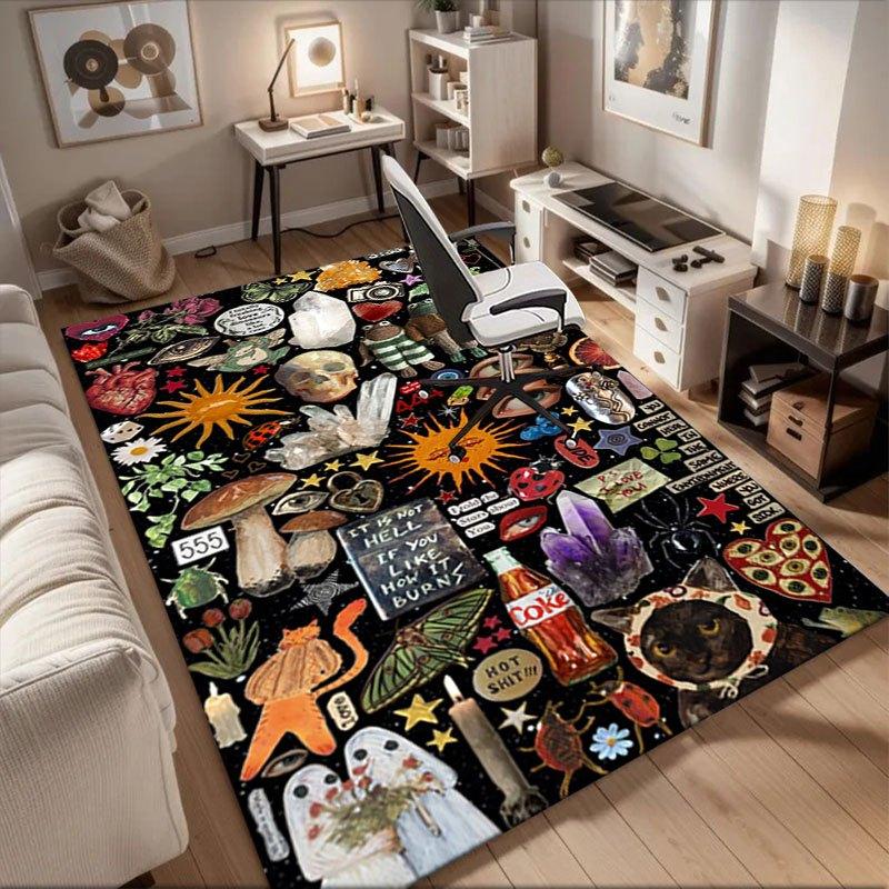 

Bohemian Vibes: Eclectic Collage Art Print Office Mat Home Decor Office Desk Chair Carpet for office ph29 60cm by 90cm