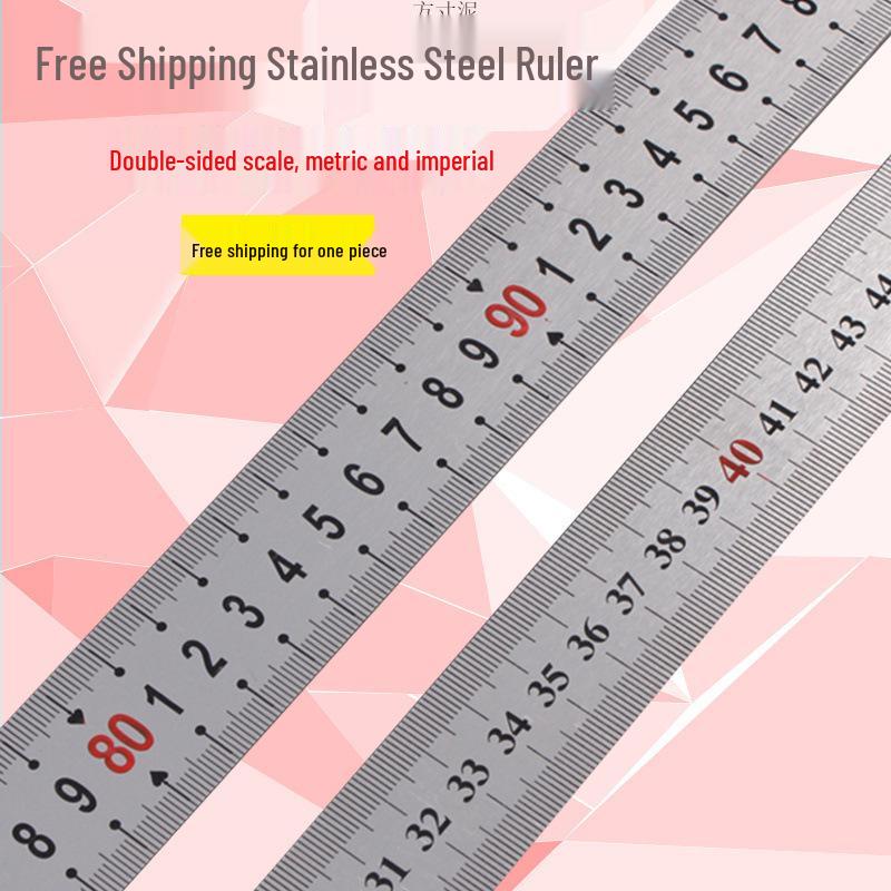 Righello in Acciaio Inossidabile da 1 m, Disponibile nelle Misure da 1,2 m, 1,5 m, 2 m e 15/20/30/50/60 cm, Piastra in Acciaio Spessorata