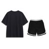 Li-Ning American Hand-Painted Logo Round Neck Short Sleeve Loose Striped Comfortable Shorts Casual Sports Suit Unisex suit Black AHSU745-1+YAPV001-1