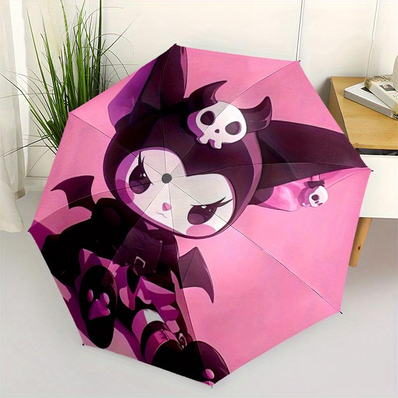 Kuromi Sanrio Automatic Folding Umbrella with Sturdy Iron Frame, Portable Compact Travel Umbrella All-Season Use Parties 0807077