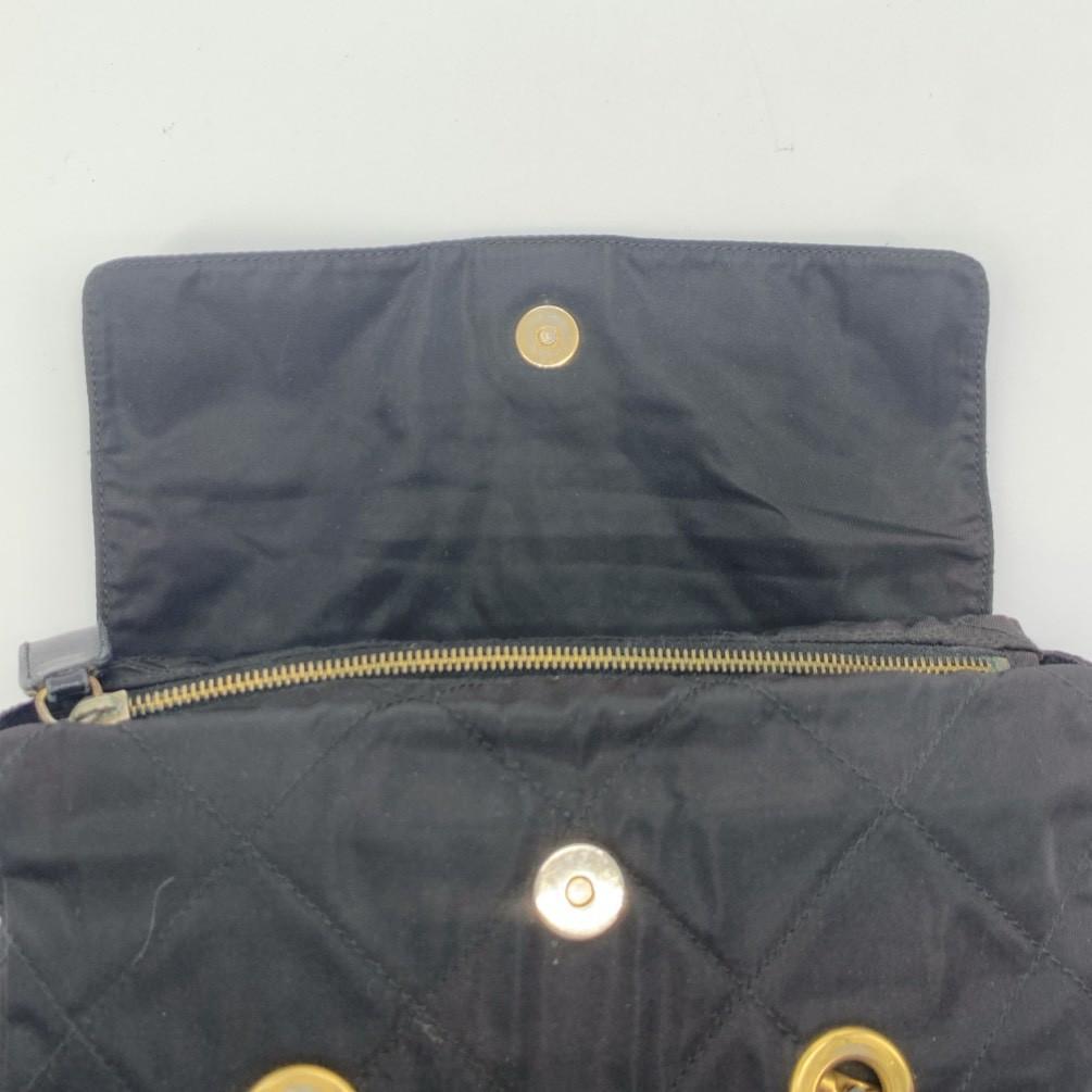 PRADA Shoulder Bag Quilted Gold Chain Tessuto Nylon Leather Black Women's Triangle Plate Logo