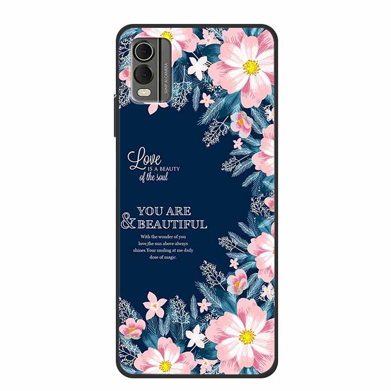 Pentru husă Nokia C32 6,5" Husă spate din silicon moale TPU de lux Carcase pentru telefon pentru NokiaC32 Protector drăguț Rezistent la șocuri Flori Capa