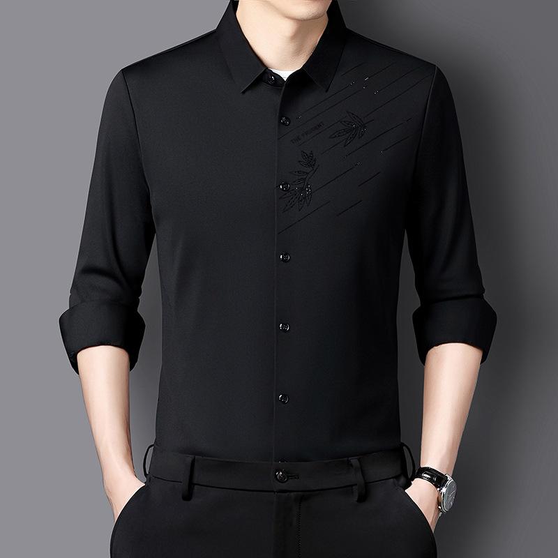 

Осенне-зимняя мужская негладкая бесшовная рубашка с длинным рукавом, футболка стретч XXXL