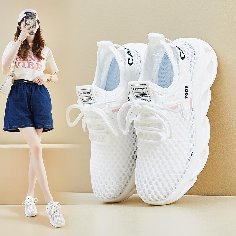 

Popular sports net shoes women s breathable mesh 2025 new summer thin hollow couple coconut running shoes 35 белый