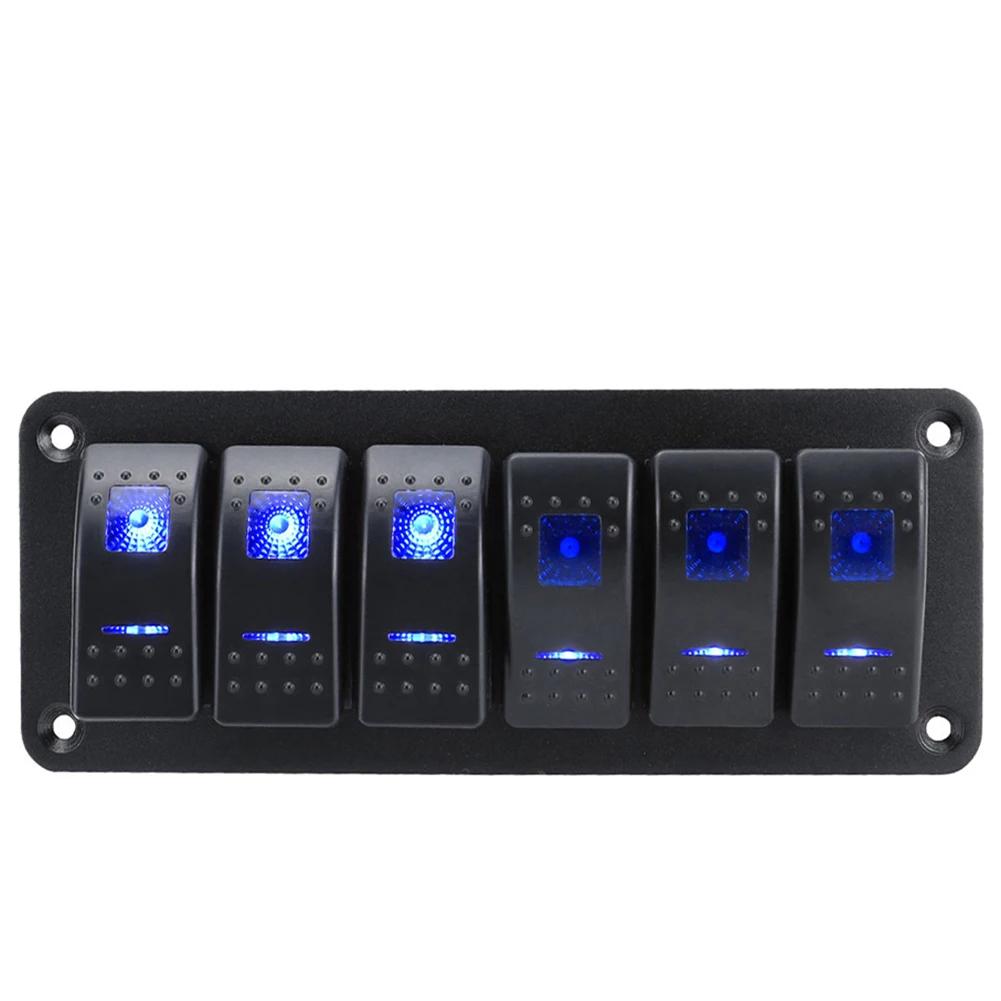 Universal Marine Boat 2/3/4/5/6/ 8 Group Rocker Switch Panel 5-pin Switches for 12V/24V Cars Trailers Red Green Indicator Light