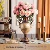 a-type vase with pink bouquet