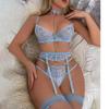European & American Women's Lace Chain See-through Lingerie Garter Belt Set