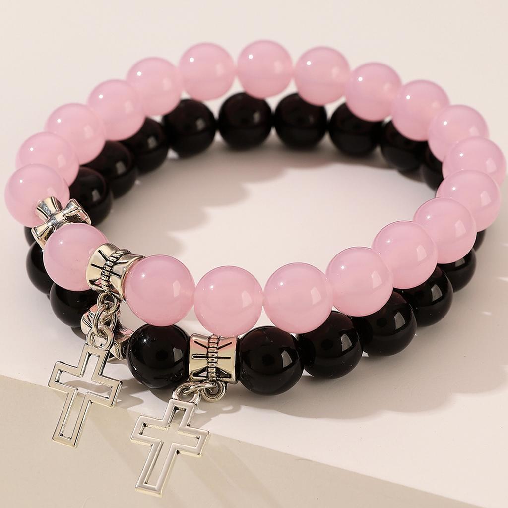 Hollow cross beaded couple bracelet colored beaded bracelet good friend gift jewelry