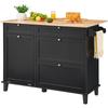 Kitchen Island Cart Storage Cabinet Serving with Drawer & Trash Cabinet