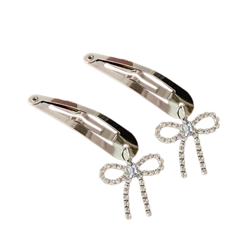 Shimmering Silver Hairpin Accessory Elegant Silver Hair Clip with Zircon Bowknot Dazzling Hairpin Barrette Ornament