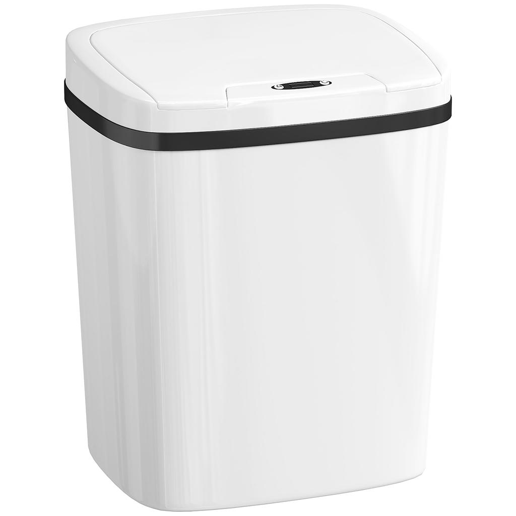 15L Infrared Sensor Trash Can with 2 Opening Modes. Fingerprint-Resistant Surface. Bathroom. White
