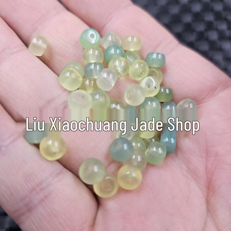 Yanyuan Agate Barrel Beads: Yellow-Green Chalcedony Jade Spacer Ornaments