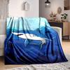 1 szt. Koc Ocean Dive Shark, Lekki Koc Flanelowy na Sofę, Łóżko, Podróż, Kemping, Salon, Biuro, Kanapę, Krzesło i Łóżko