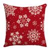 Christmas Red Pillowcase White Snowflake Linen Print Sofa Cushion Home Pillowcase