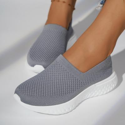 2024 neue Damenschuhe Slip on Damen Vulkanisierte Schuhe Herbst Atmungsaktives Mesh Feste Beiläufige Flache Bequeme Sport-Wanderschuhe