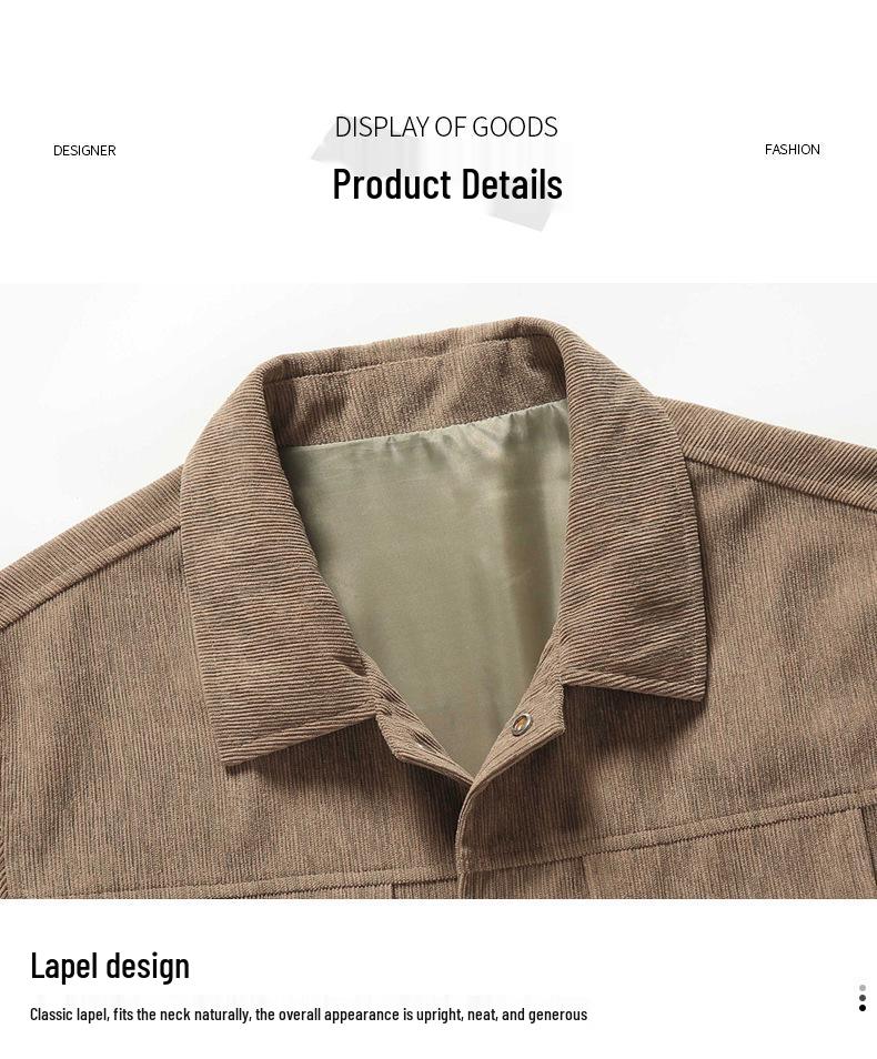 2024 Autumn Men's Fashion Lapel Corduroy Jacket - Trendy Casual Short Workwear