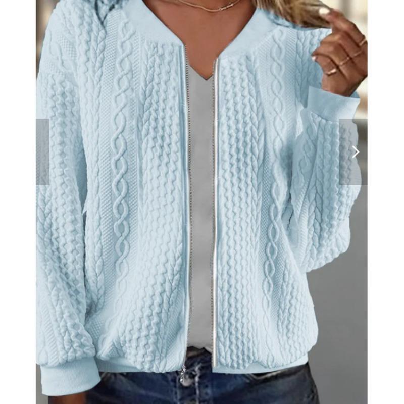 

Осень и зима Новая куртка-пилот на молнии Повседневная однотонная куртка с длинными рукавами Свитер Пальто Женская одежда 2XL синий