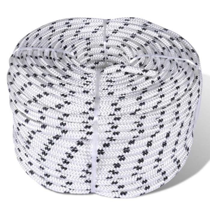 VidaXL Corde de bateau tressée Polyester 8 mm 250 m Blanc