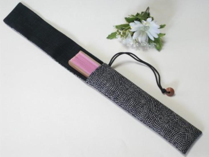 Handmade Workshop FUJITA Folding Fan Shark Skin Komon Pattern x Can also be used as a chopstick Folding Fan Folding Fan Chopstick Japanese Japanese