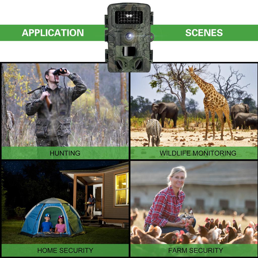 Wildkamera Wasserdicht 20MP 1080P Jagdkamera mit 3 Infrarotsensoren Nachtsicht Bewegungsaktiviert Wildbeobachtung