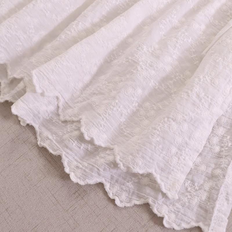 Sweet Mori Style Cotton Linen Embroidered Vest with Side Slit and Tie-Up Design