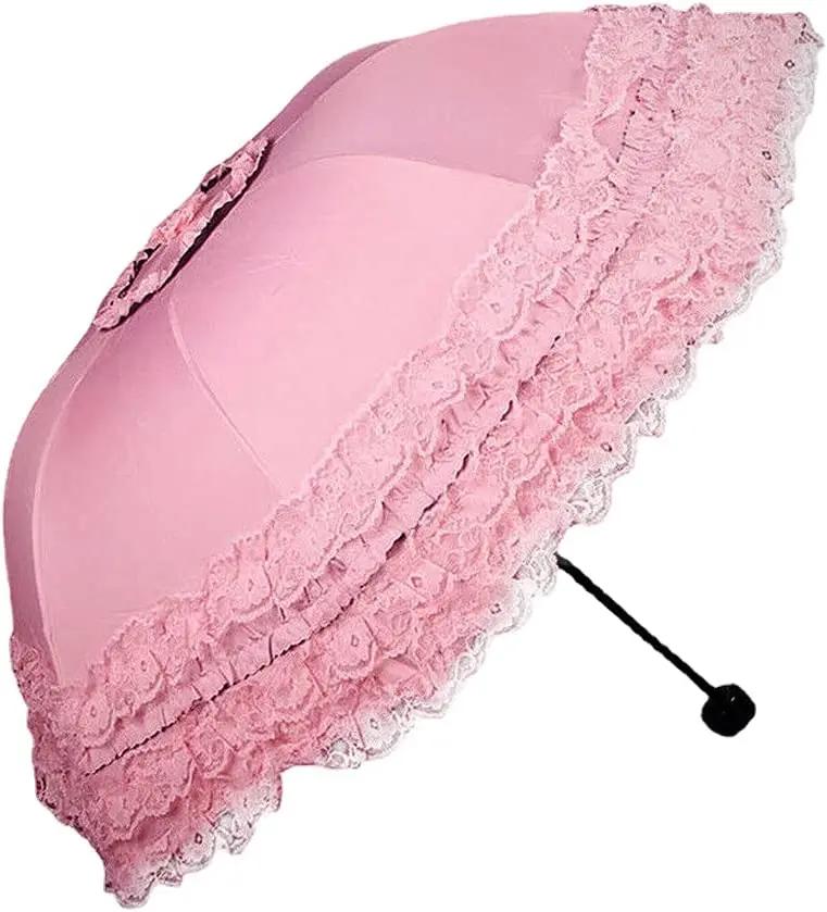 White Lace Umbrella Female Backpack Lolita Strong Portable Beach Umbrella Beautiful Windproof Parasol Paraplu Rain Gear