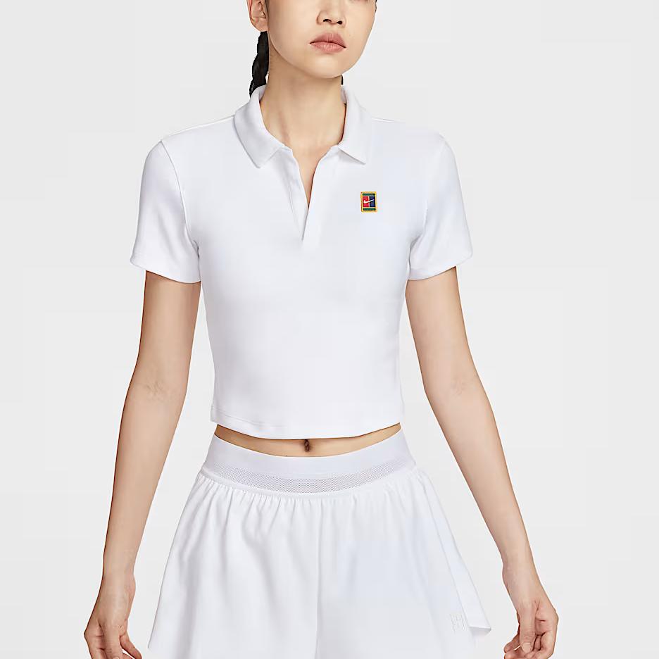 New Nike Court Heritage Women's Short Sleeve Cropped Tennis Polo HJ8993-100