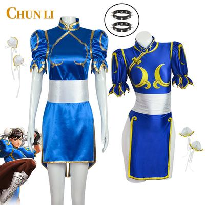 Anime Karakter Cosplay Chun-Li Cos Kostuum Cosplay Cheongsam Halloween Sexy Pak
