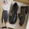Leather Small Leather Shoes Women's New Spring and Autumn Black Loafer Large Size Flat-bottomed Doudou Soft-soled Single Shoes