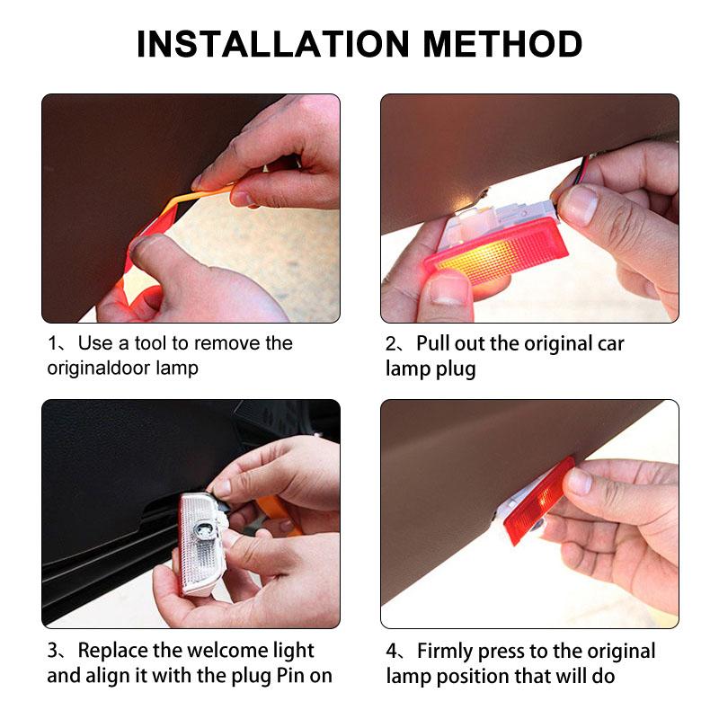 2Pcs Car Door Welcome Light HD LED Projector Welcome Light For Volkswagen Scirocco POLO Tiguan Passat B5 B6 B7 Golf EOS Jetta MK6 Octavia