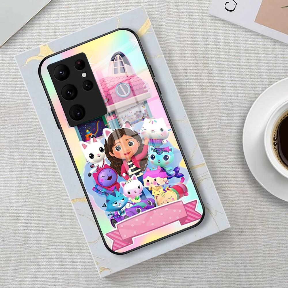 

Cartoon Gabbys Dollhouse Phone Case For Samsung S26 S25 Edge Ultra 23 22 21 20 Ultra Plus S24 Fe Glass Cover Galaxy S23