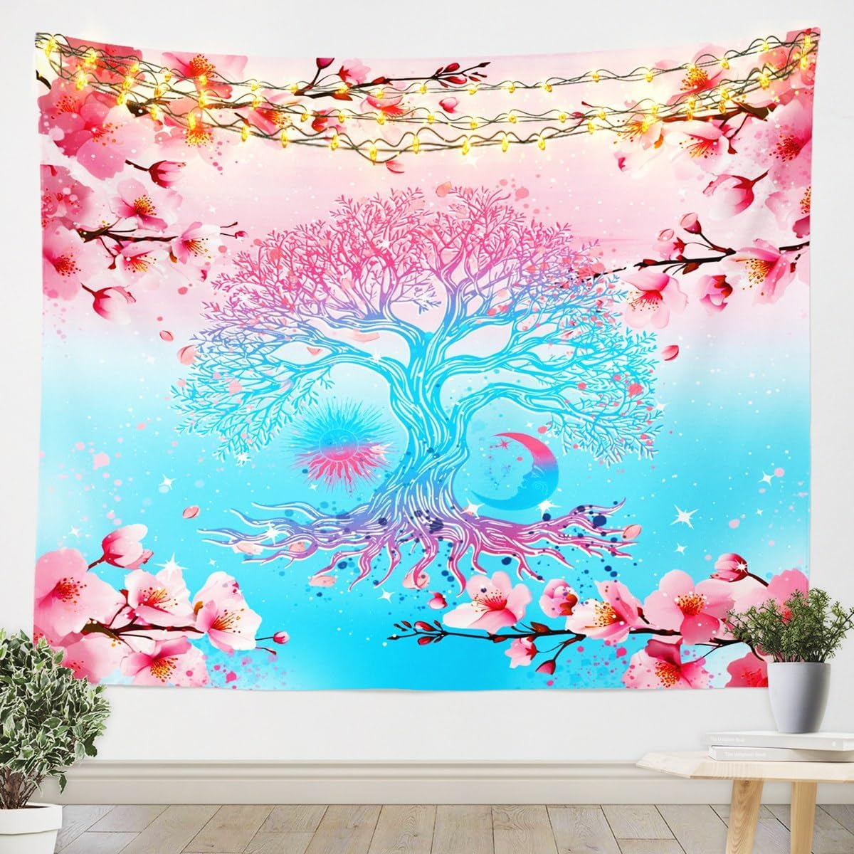 

Tree of Life Lucky Tree Tapestry Wall Hanging Tapestry Home Decor Tablecloth Tapestries Tree Flower Illustration Wall Tapestry 74x94cm(29x37in)