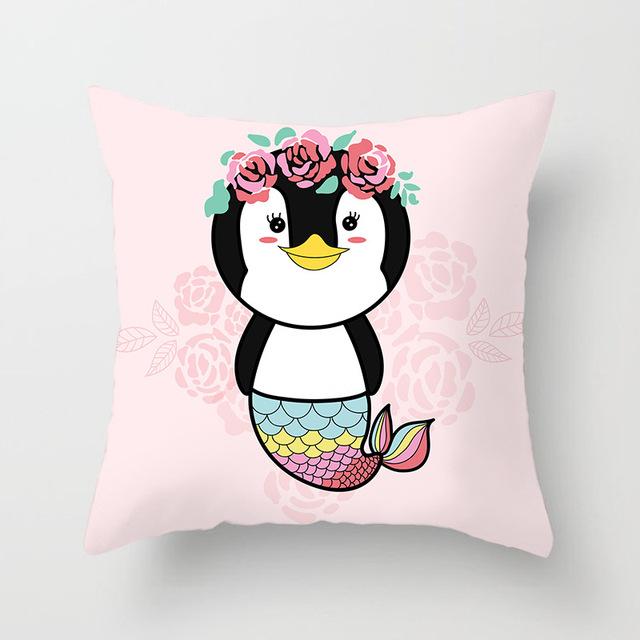 Cute Unicorn Cushion Cover Cartoon Animal Cat Flamingo Polyester Throw Pillow Case Cover Elephant Unicorn Decoration Pillowcases