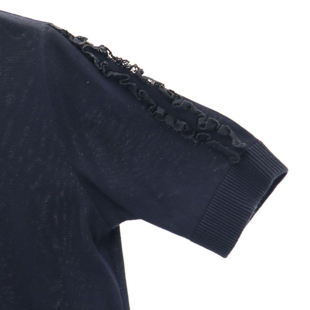 Rene Basic Made In Japan Short Sleeve Sweater 36 Navy Knit Women Used