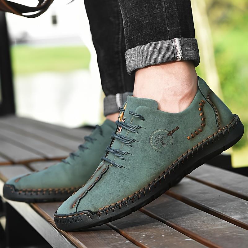 Men's Casual Leather Shoes, Large Size Handmade Shoes, Fashion Lace-up Business Men
