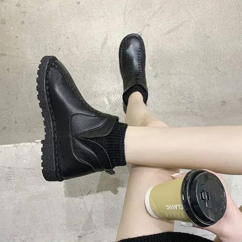 Fashion Autumn Female Ankle Shoes Elegant With Low Heels Anti Slip Fashion Ladies Booties Snow Boots Comfrtable Winter 2024 Novelty Y2k