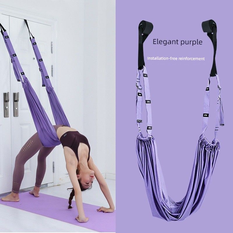 

Air Yoga Rope Hang Rope One-Word Horse Hip Opening Leg Pressing and Stretching Auxiliary Hammock Bending Inverted Rope Yoga Lower Belt Purple mesh bag