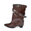Leather But Knee Knight Boots Spice Girls Belt Buckle Pants Boots Short Boots Women's Boots Western Boots Women's Boots