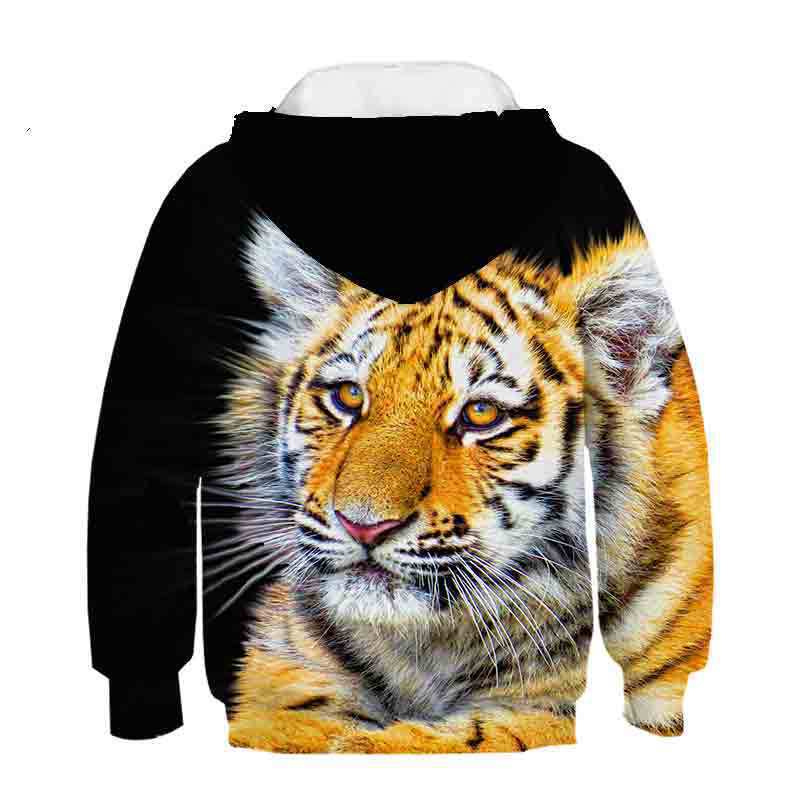 Autumn 3D Animal Tiger Pattern Printed Top Fashionable Casual Long Sleeved Children's Boy Hoodies