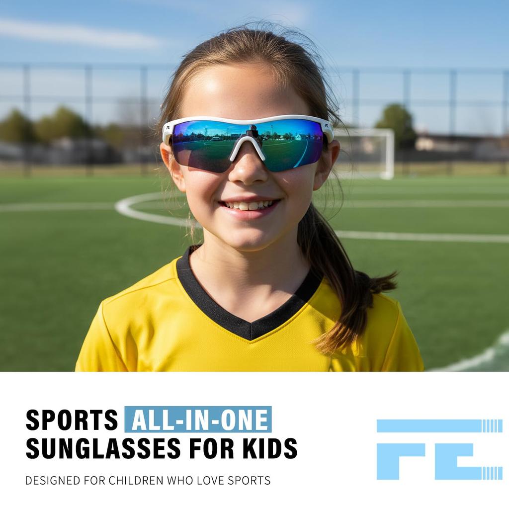 Feisedy Spor Polarize UV TR90 İçin Mükemmel ve B2454 Çocuk Güneş Gözlüğü, Camlar, Koruma, Ultra Hafif, Golf, Koşu, Beyzbol, Levrek, Balık Tutma,