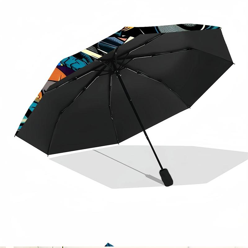 Batman Print Automatic Open Close Umbrella, Portable Foldable Umbrella, for Outdoor Commute Camping Trip, Ideal Birthday Gift