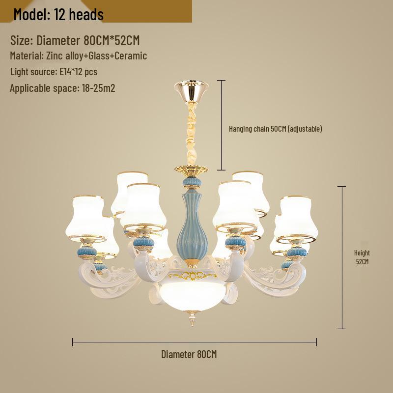 Modern European Ceramic Chandelier for Living Room, Restaurant, or Bedroom in Villa