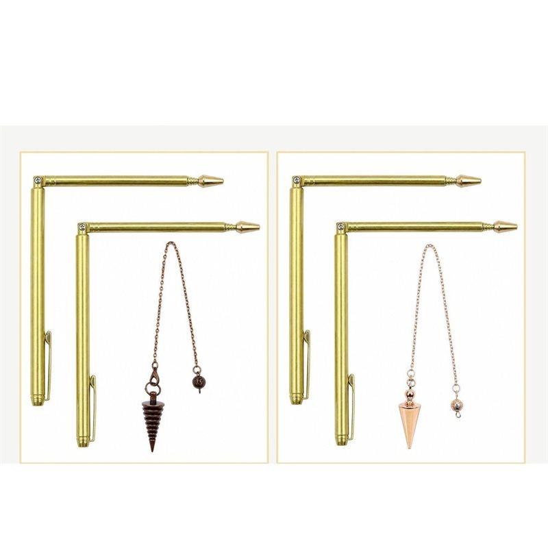 A25F-Retractable Dowsing Rod + Cone Pendulum Kit Metal Dowsing Rod For Water Treasure Finding Tools A