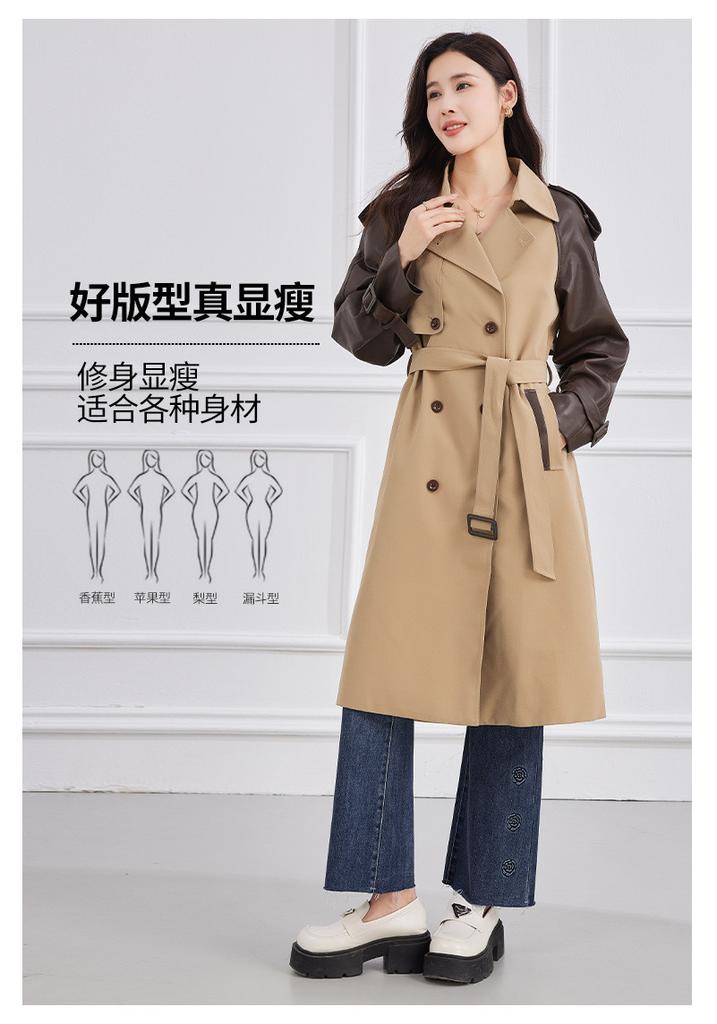 Spring contrasting splicing commuter long women's temperament coat