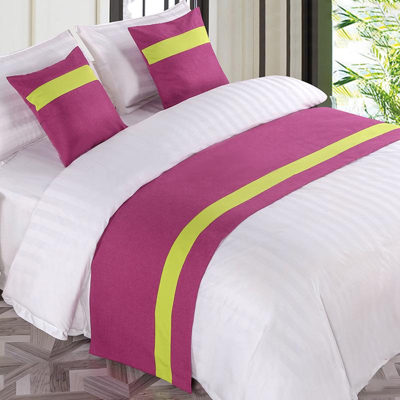 Nordic Style Simple Bed Flag Bed Runner With 2Pcs Pillowcase Home Hotel Wedding Decor Bed Spread Bedroom Decor Bed Tail Flag