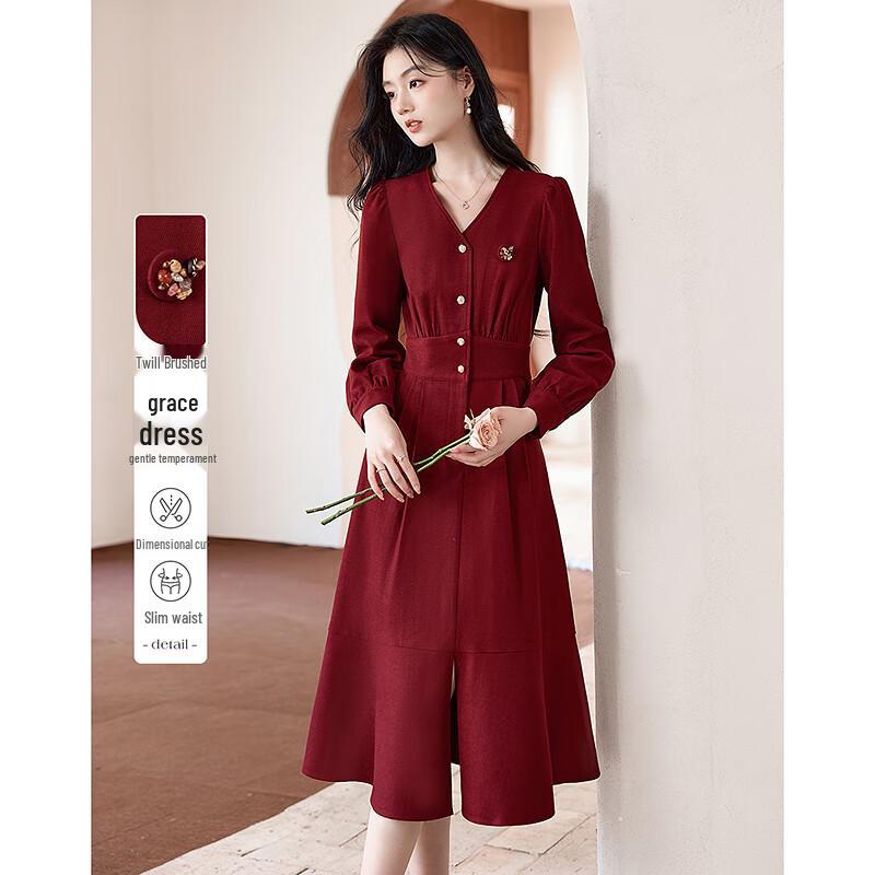 

Si Shui Nian Hua Women s Elegant Slit Midi Dress M