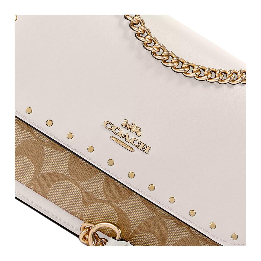 COACH Klare Coated Canvas With Leather Shoulder Bag, Crossbody Bag Small Women's White & Light Khaki 90400-IMOT4