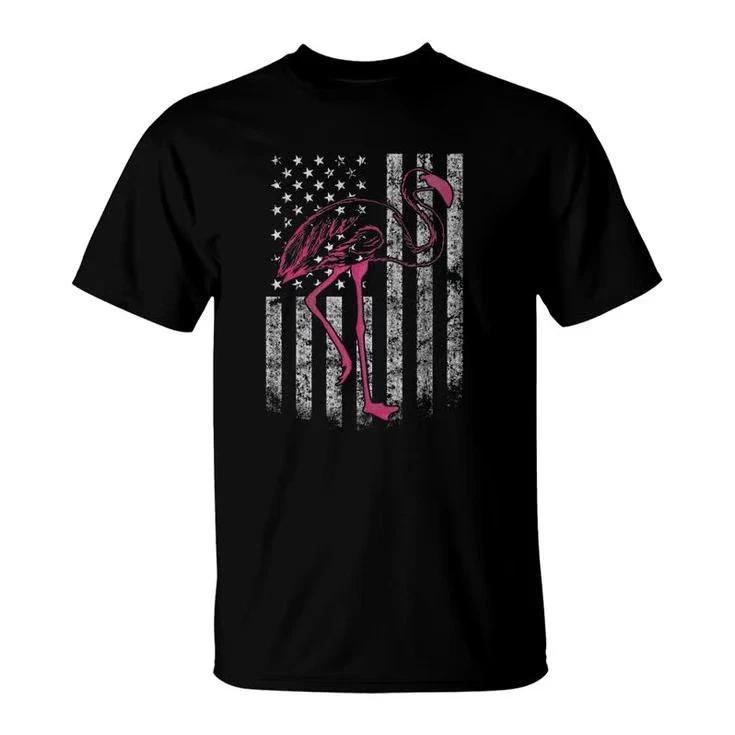 American Flag Pink Flamingo Patriotic 4Th Of July Usa Flag T-Shirt M